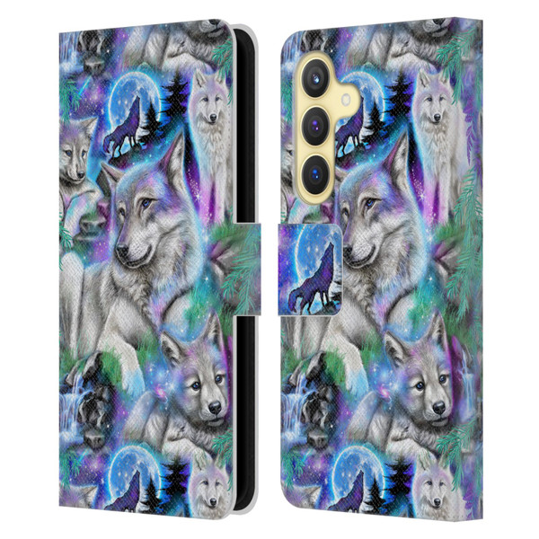 Sheena Pike Animals Daydream Galaxy Wolves Leather Book Wallet Case Cover For Samsung Galaxy S24 5G