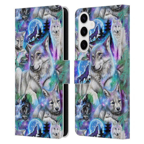 Sheena Pike Animals Daydream Galaxy Wolves Leather Book Wallet Case Cover For Samsung Galaxy S24+ 5G