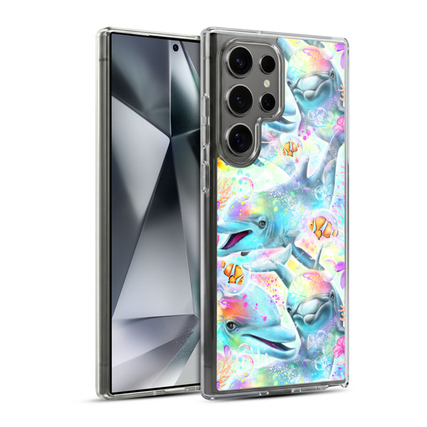 Sheena Pike Animals Rainbow Dolphins & Fish Soft Gel Case for Samsung Galaxy S24 Ultra 5G & MagSafe