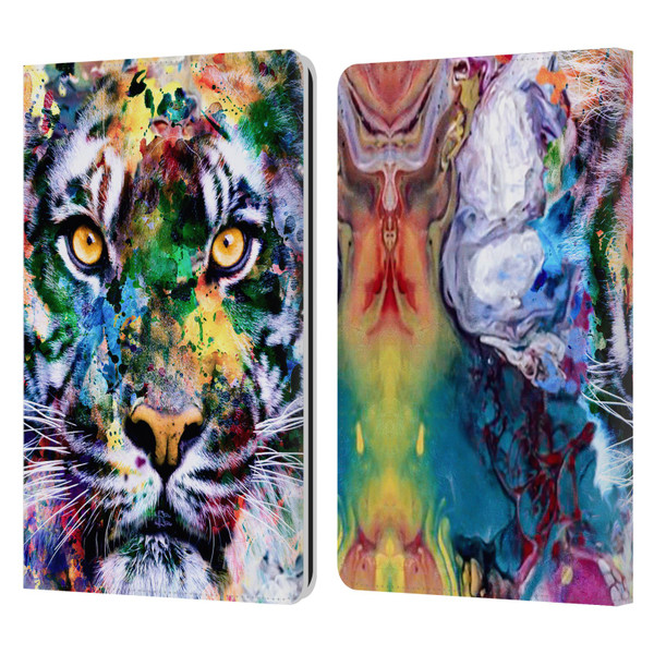 Riza Peker Animal Abstract Abstract Tiger Leather Book Wallet Case Cover For Amazon Kindle Paperwhite 1 / 2 / 3