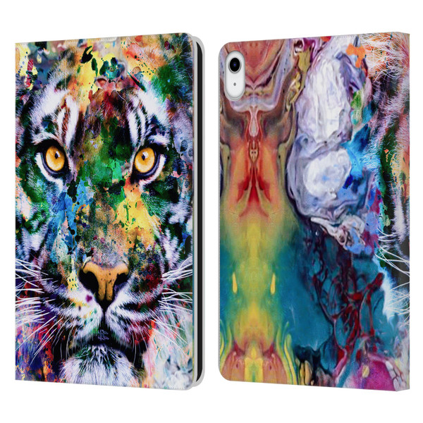 Riza Peker Animal Abstract Abstract Tiger Leather Book Wallet Case Cover For Apple iPad 10.9 (2022)