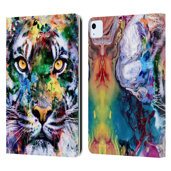 Riza Peker Animal Abstract Abstract Tiger Leather Book Wallet Case Cover For Apple iPad Air 2020 / 2022