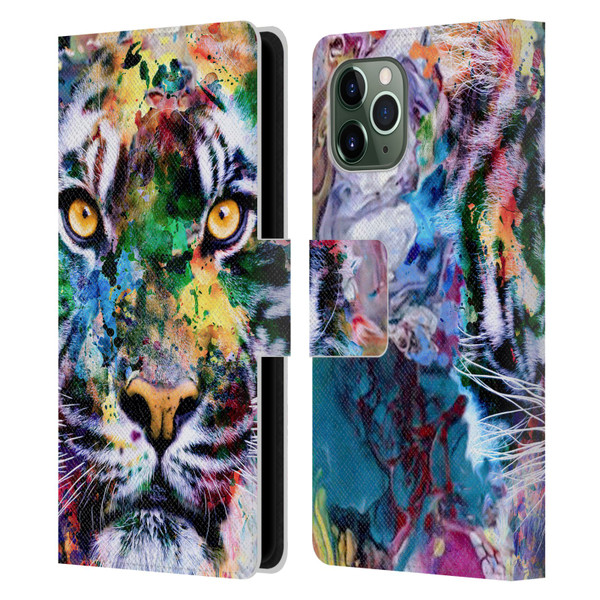 Riza Peker Animal Abstract Abstract Tiger Leather Book Wallet Case Cover For Apple iPhone 11 Pro