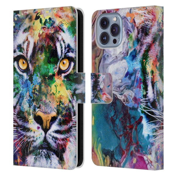 Riza Peker Animal Abstract Abstract Tiger Leather Book Wallet Case Cover For Apple iPhone 14