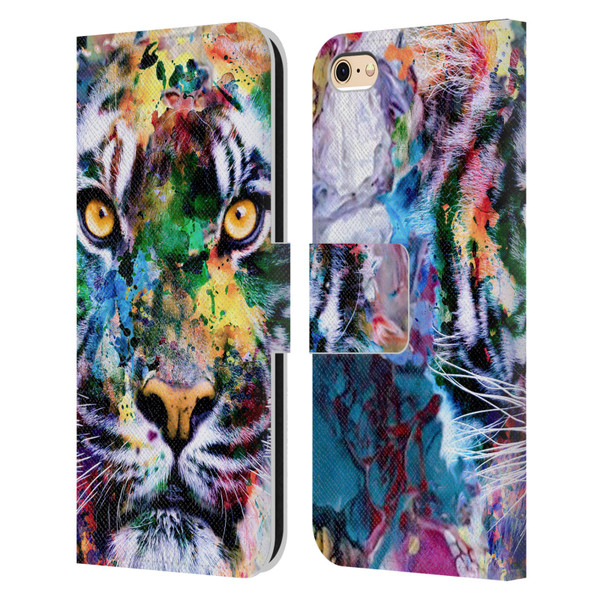 Riza Peker Animal Abstract Abstract Tiger Leather Book Wallet Case Cover For Apple iPhone 6 / iPhone 6s