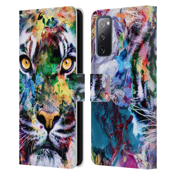 Riza Peker Animal Abstract Abstract Tiger Leather Book Wallet Case Cover For Samsung Galaxy S20 FE / 5G