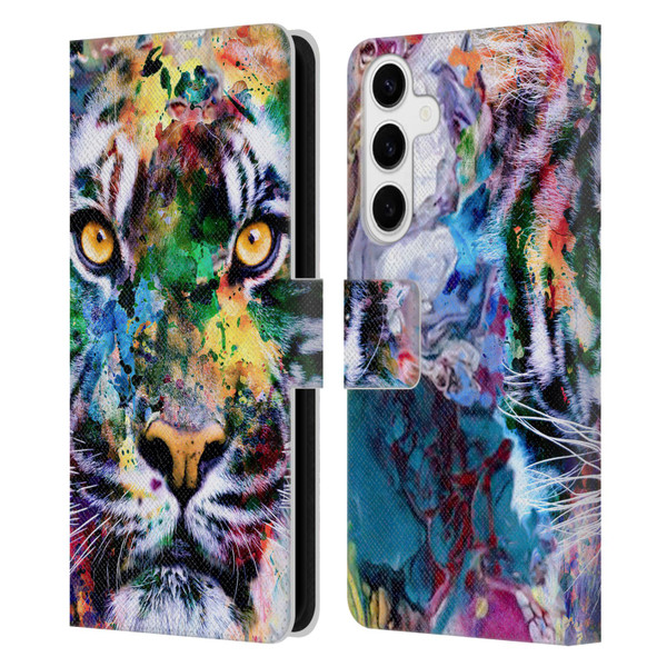 Riza Peker Animal Abstract Abstract Tiger Leather Book Wallet Case Cover For Samsung Galaxy S24+ 5G