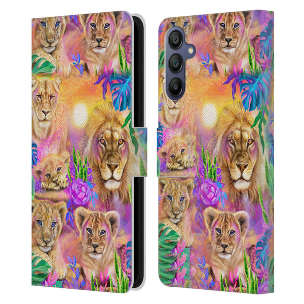 Sheena Pike Big Cats Daydream Lions And Cubs Leather Book Wallet Case Cover For Samsung Galaxy A15