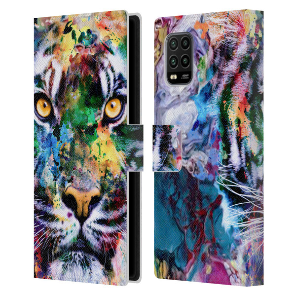 Riza Peker Animal Abstract Abstract Tiger Leather Book Wallet Case Cover For Xiaomi Mi 10 Lite 5G