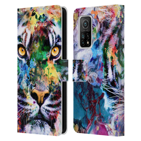 Riza Peker Animal Abstract Abstract Tiger Leather Book Wallet Case Cover For Xiaomi Mi 10T 5G