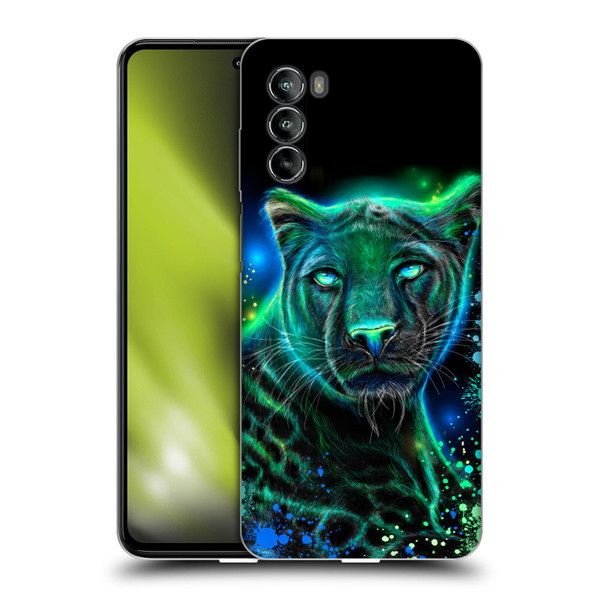 Sheena Pike Big Cats Neon Blue Green Panther Soft Gel Case for Motorola Moto G82 5G