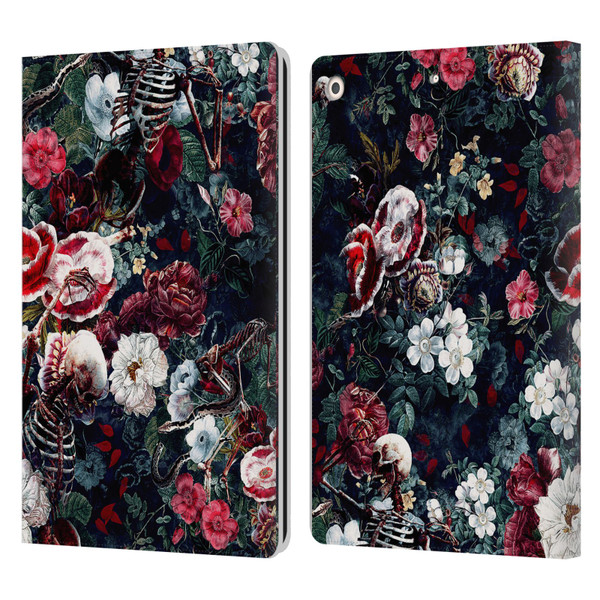 Riza Peker Skulls 9 Skeletal Bloom Leather Book Wallet Case Cover For Apple iPad 10.2 2019/2020/2021