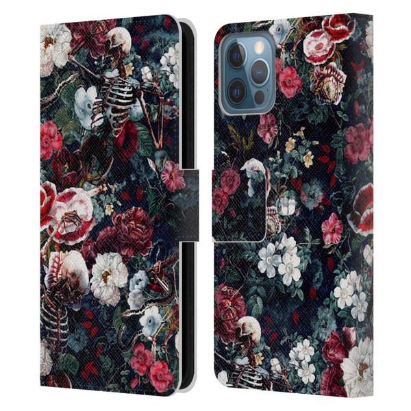 Riza Peker Skulls 9 Skeletal Bloom Leather Book Wallet Case Cover For Apple iPhone 12 / iPhone 12 Pro