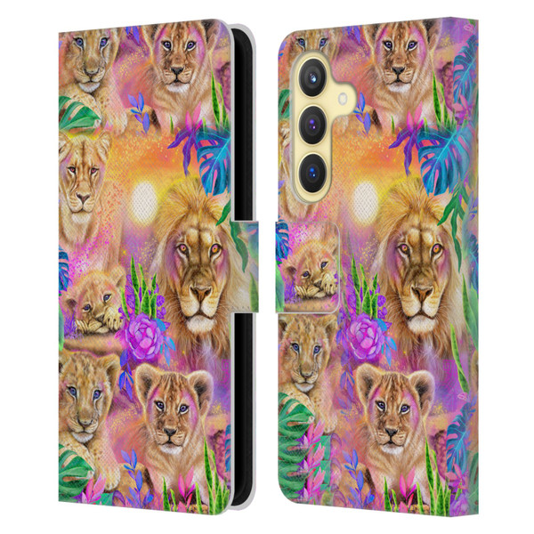 Sheena Pike Big Cats Daydream Lions And Cubs Leather Book Wallet Case Cover For Samsung Galaxy S24 5G