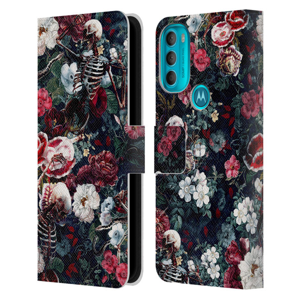 Riza Peker Skulls 9 Skeletal Bloom Leather Book Wallet Case Cover For Motorola Moto G71 5G
