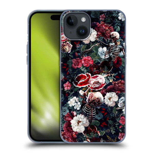 Riza Peker Skulls 9 Skeletal Bloom Soft Gel Case for Apple iPhone 15 Plus