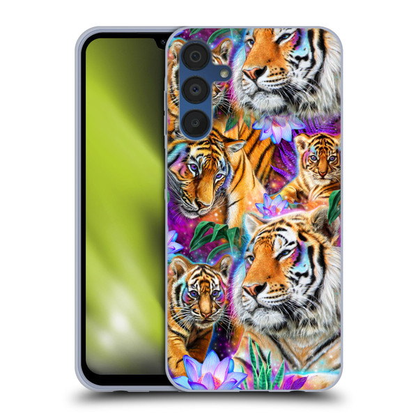 Sheena Pike Big Cats Daydream Tigers With Flowers Soft Gel Case for Samsung Galaxy A15