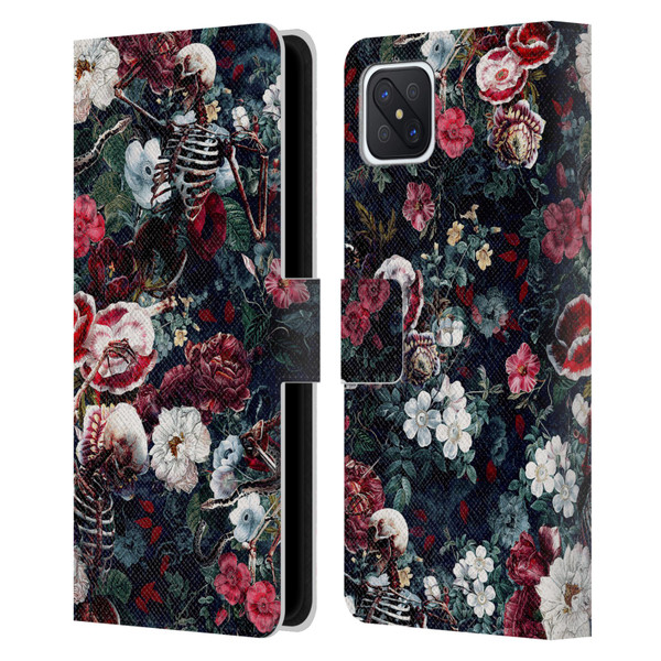 Riza Peker Skulls 9 Skeletal Bloom Leather Book Wallet Case Cover For OPPO Reno4 Z 5G