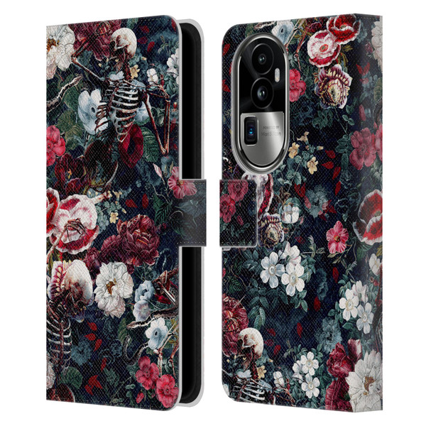 Riza Peker Skulls 9 Skeletal Bloom Leather Book Wallet Case Cover For OPPO Reno10 Pro+