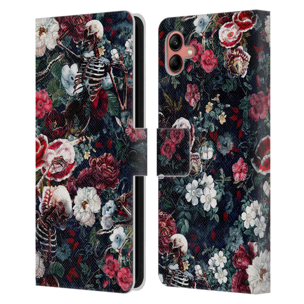 Riza Peker Skulls 9 Skeletal Bloom Leather Book Wallet Case Cover For Samsung Galaxy A04 (2022)