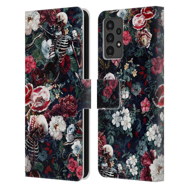 Riza Peker Skulls 9 Skeletal Bloom Leather Book Wallet Case Cover For Samsung Galaxy A13 (2022)
