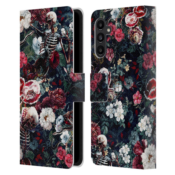 Riza Peker Skulls 9 Skeletal Bloom Leather Book Wallet Case Cover For Samsung Galaxy A13 5G (2021)