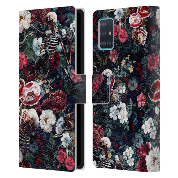 Riza Peker Skulls 9 Skeletal Bloom Leather Book Wallet Case Cover For Samsung Galaxy A51 (2019)