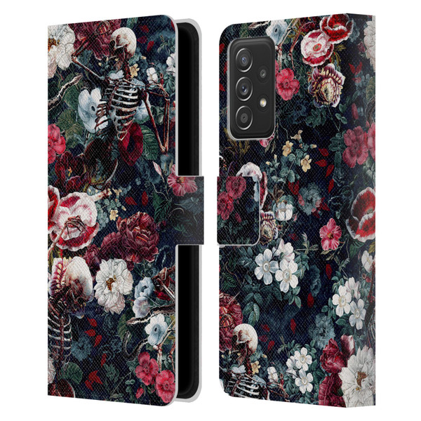 Riza Peker Skulls 9 Skeletal Bloom Leather Book Wallet Case Cover For Samsung Galaxy A52 / A52s / 5G (2021)
