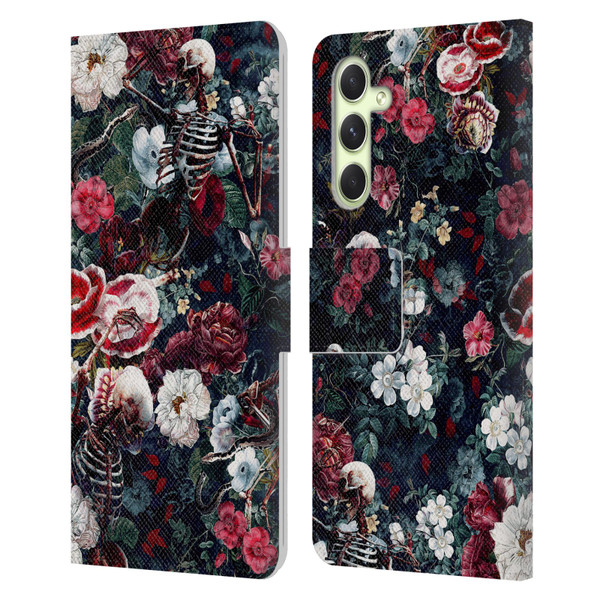 Riza Peker Skulls 9 Skeletal Bloom Leather Book Wallet Case Cover For Samsung Galaxy A54 5G