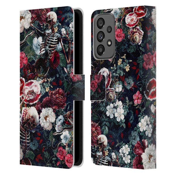 Riza Peker Skulls 9 Skeletal Bloom Leather Book Wallet Case Cover For Samsung Galaxy A73 5G (2022)