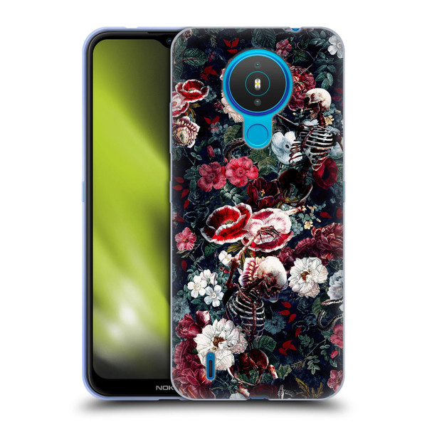 Riza Peker Skulls 9 Skeletal Bloom Soft Gel Case for Nokia 1.4