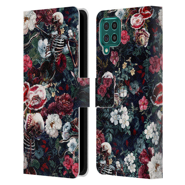 Riza Peker Skulls 9 Skeletal Bloom Leather Book Wallet Case Cover For Samsung Galaxy F62 (2021)