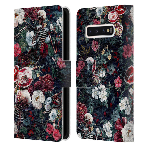 Riza Peker Skulls 9 Skeletal Bloom Leather Book Wallet Case Cover For Samsung Galaxy S10