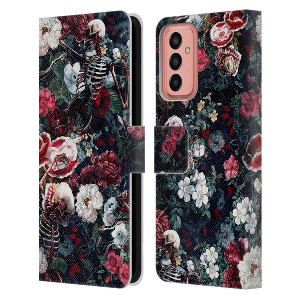 Riza Peker Skulls 9 Skeletal Bloom Leather Book Wallet Case Cover For Samsung Galaxy M13 (2022)