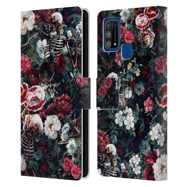Riza Peker Skulls 9 Skeletal Bloom Leather Book Wallet Case Cover For Samsung Galaxy M31 (2020)