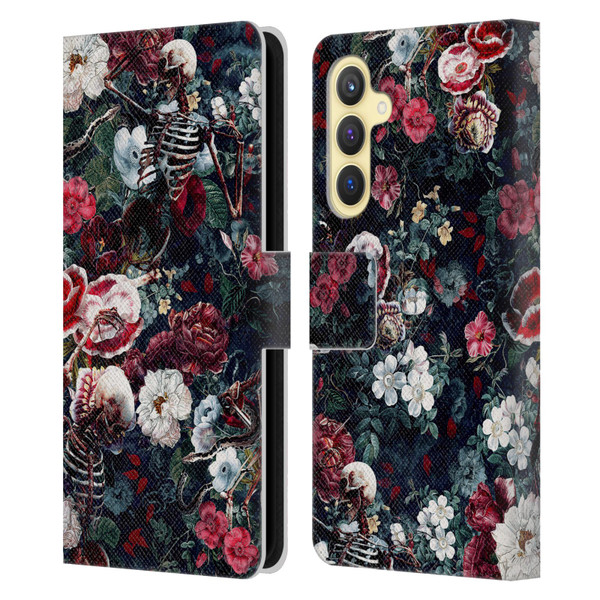Riza Peker Skulls 9 Skeletal Bloom Leather Book Wallet Case Cover For Samsung Galaxy S23 FE 5G