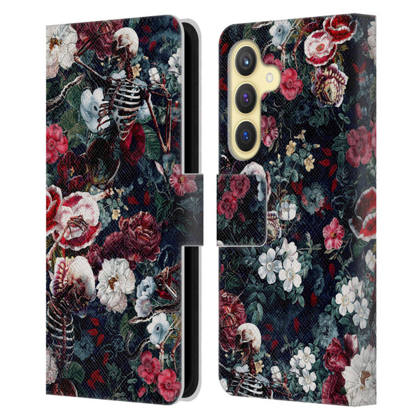 Riza Peker Skulls 9 Skeletal Bloom Leather Book Wallet Case Cover For Samsung Galaxy S24 5G
