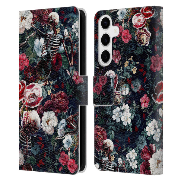 Riza Peker Skulls 9 Skeletal Bloom Leather Book Wallet Case Cover For Samsung Galaxy S24+ 5G