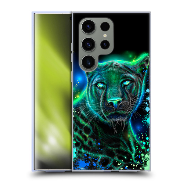 Sheena Pike Big Cats Neon Blue Green Panther Soft Gel Case for Samsung Galaxy S24 Ultra 5G