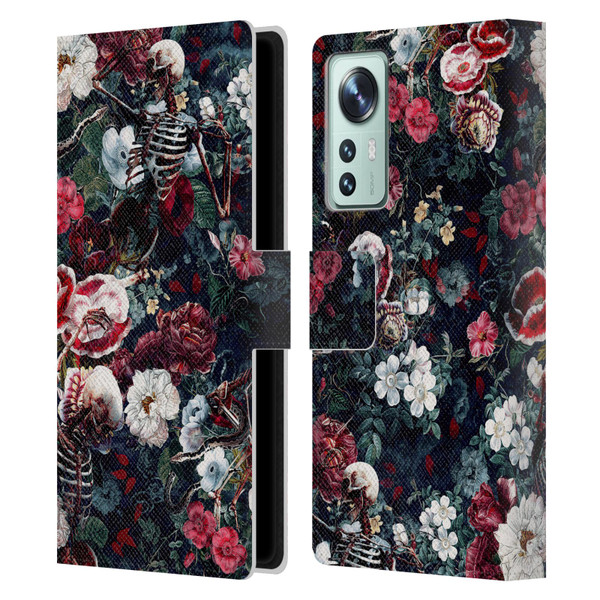 Riza Peker Skulls 9 Skeletal Bloom Leather Book Wallet Case Cover For Xiaomi 12