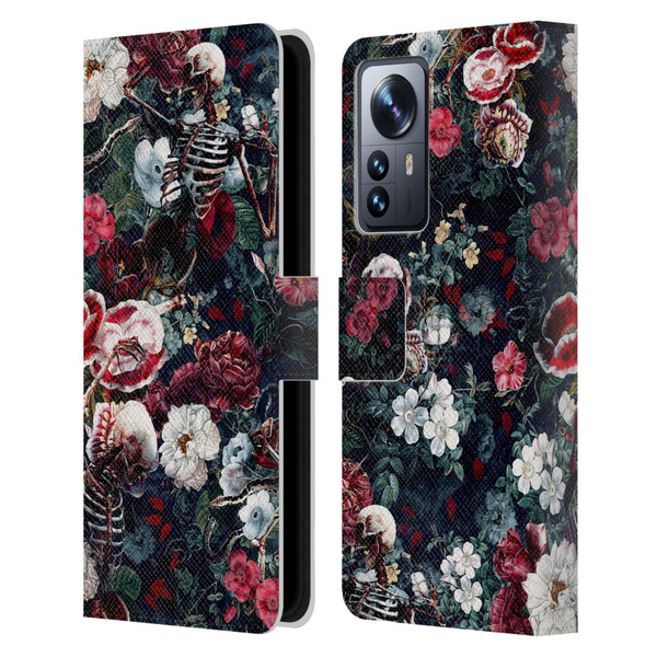 Riza Peker Skulls 9 Skeletal Bloom Leather Book Wallet Case Cover For Xiaomi 12 Pro