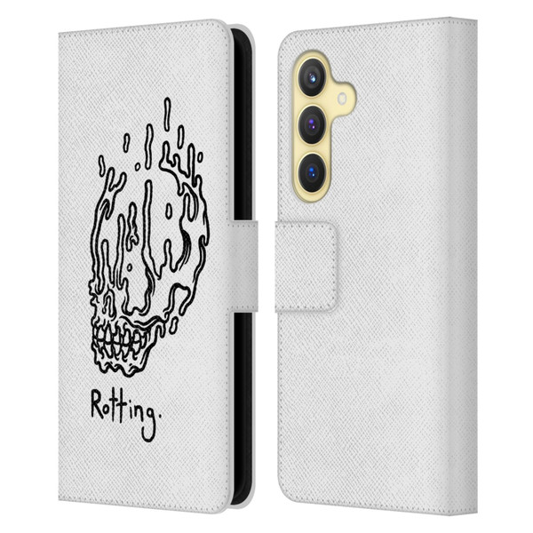 Matt Bailey Skull Rotting Leather Book Wallet Case Cover For Samsung Galaxy S24 5G