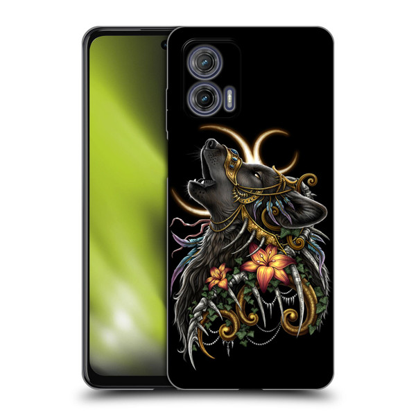 Sarah Richter Animals Gothic Black Howling Wolf Soft Gel Case for Motorola Moto G73 5G