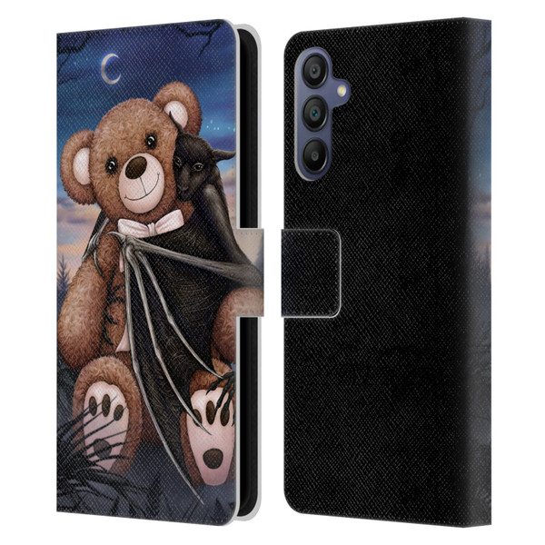 Sarah Richter Animals Bat Cuddling A Toy Bear Leather Book Wallet Case Cover For Samsung Galaxy A15