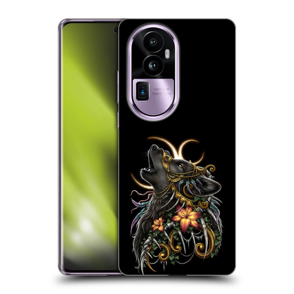 Sarah Richter Animals Gothic Black Howling Wolf Soft Gel Case for OPPO Reno10 Pro+