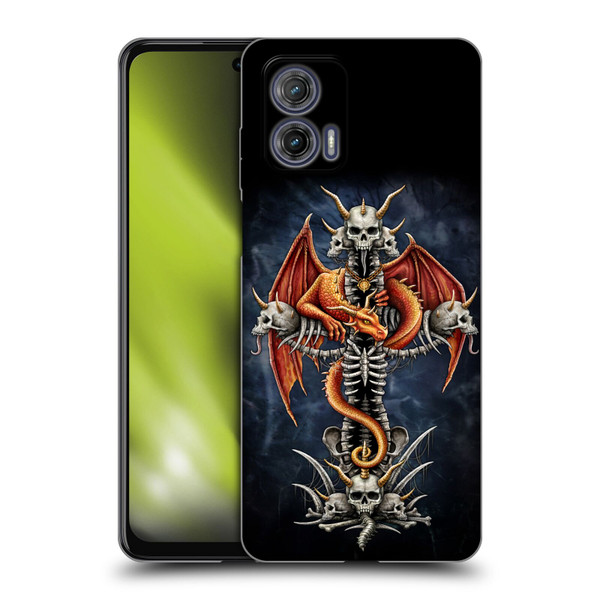 Sarah Richter Fantasy Creatures Red Dragon Guarding Bone Cross Soft Gel Case for Motorola Moto G73 5G