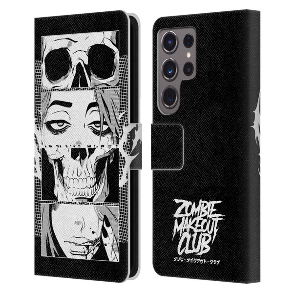 Zombie Makeout Club Art Skull Collage Leather Book Wallet Case Cover For Samsung Galaxy S24 Ultra 5G
