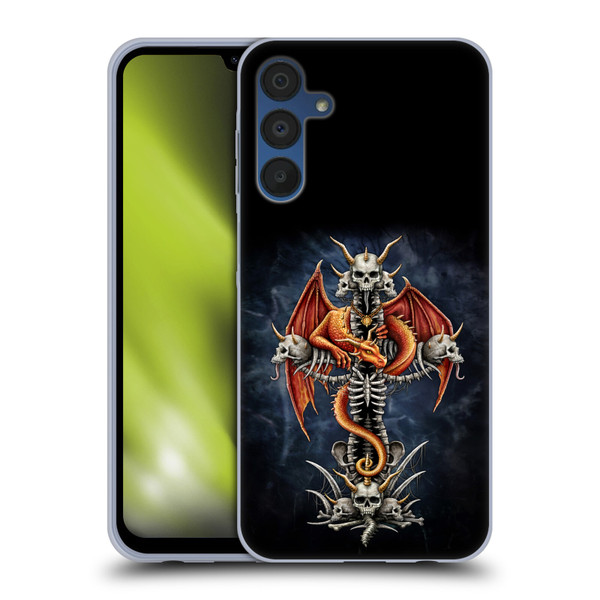 Sarah Richter Fantasy Creatures Red Dragon Guarding Bone Cross Soft Gel Case for Samsung Galaxy A15