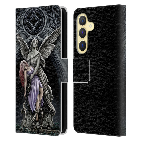 Sarah Richter Gothic Stone Angel With Skull Leather Book Wallet Case Cover For Samsung Galaxy S24 5G