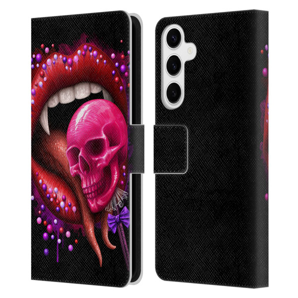 Sarah Richter Skulls Red Vampire Candy Lips Leather Book Wallet Case Cover For Samsung Galaxy S24+ 5G